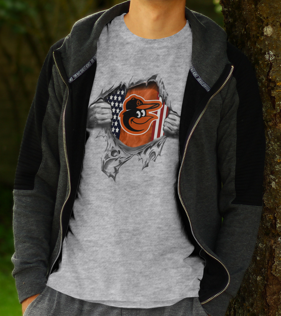 Baltimore Orioles American Flag Burst T-Shirt