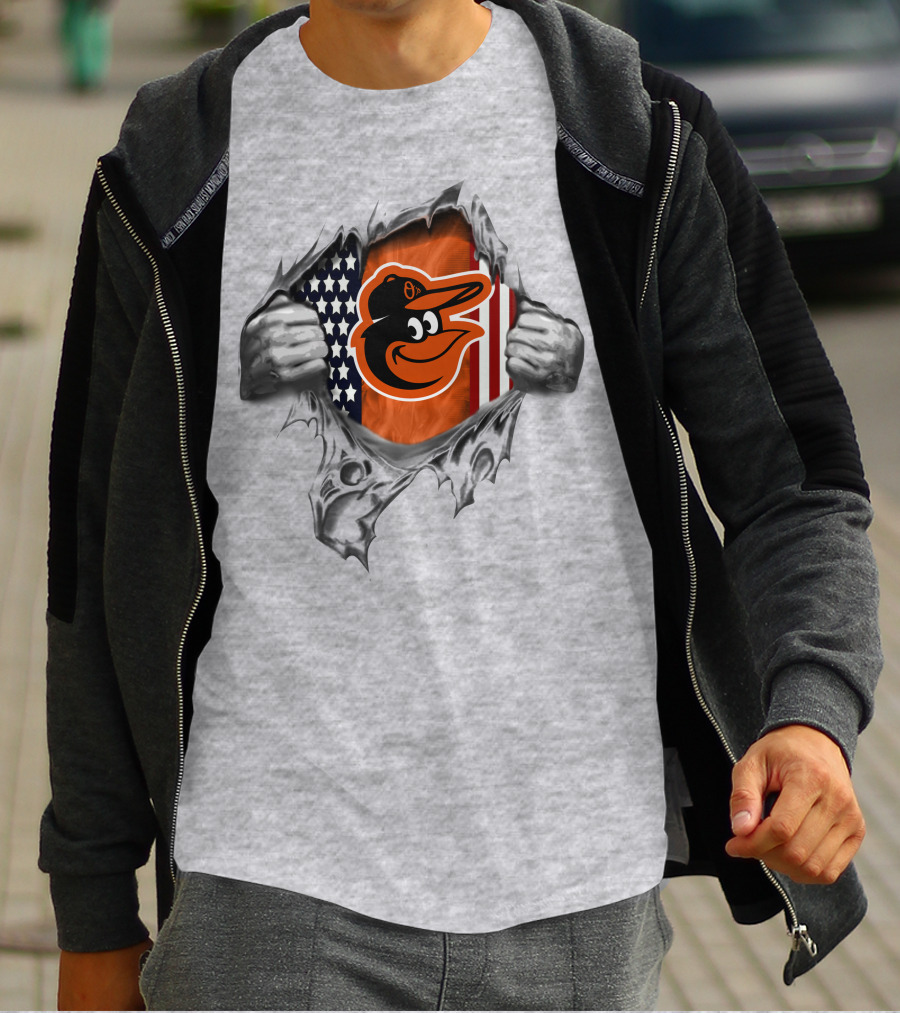 Baltimore Orioles American Flag Burst T-Shirt