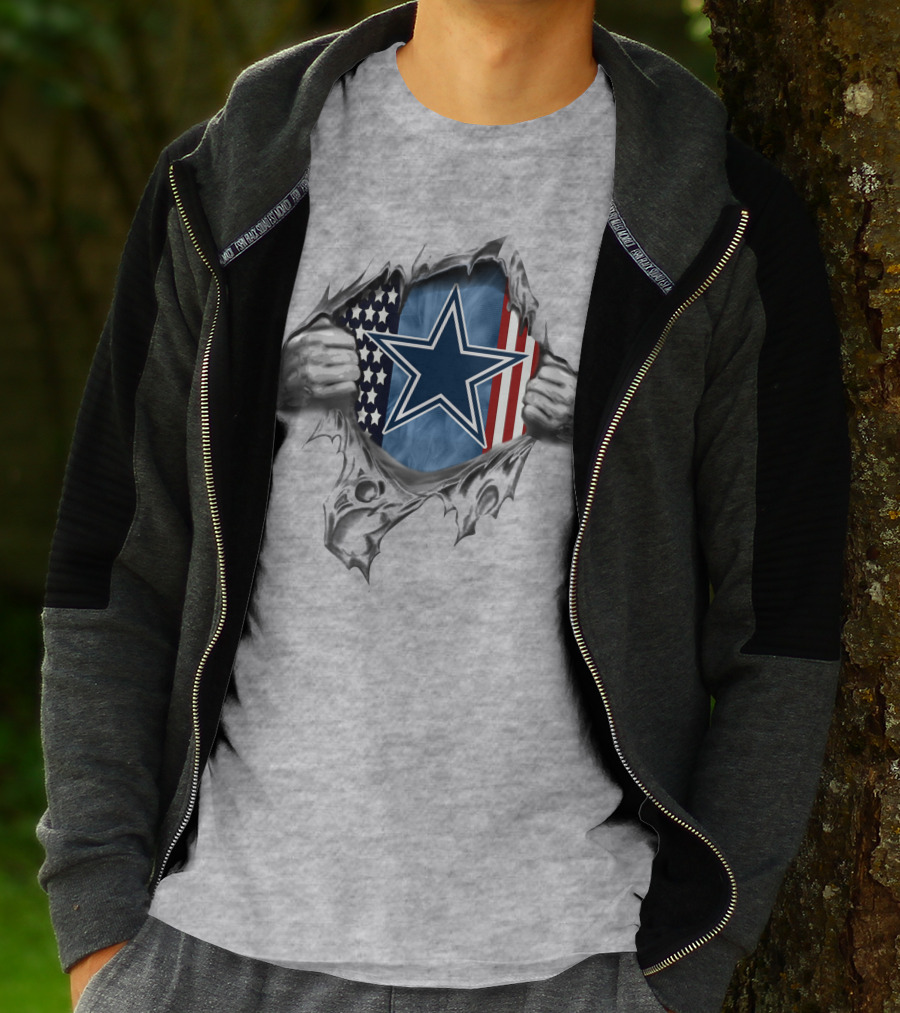 Dallas Cowboys Star And American Flag T-Shirt