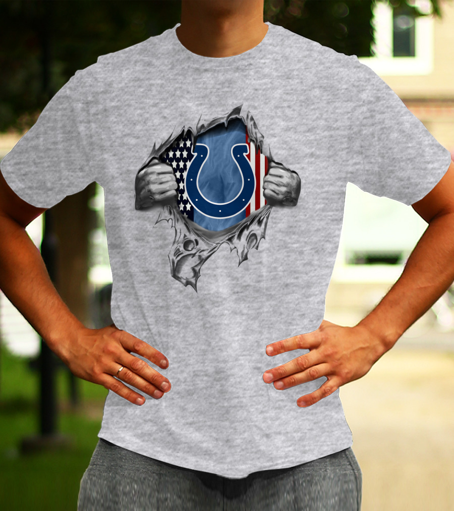 American Flag Indianapolis Colts Logo Tear T-Shirt