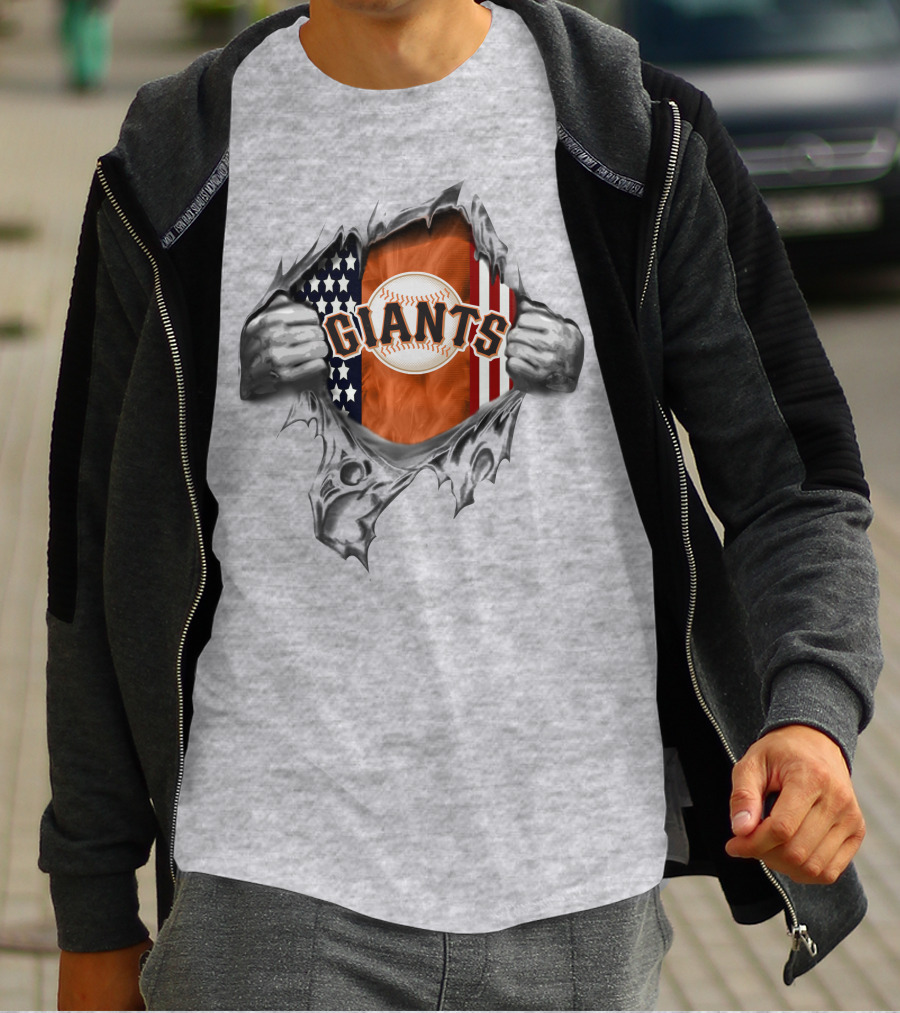 San Francisco Giants American Flag Baseball Burst T-Shirt