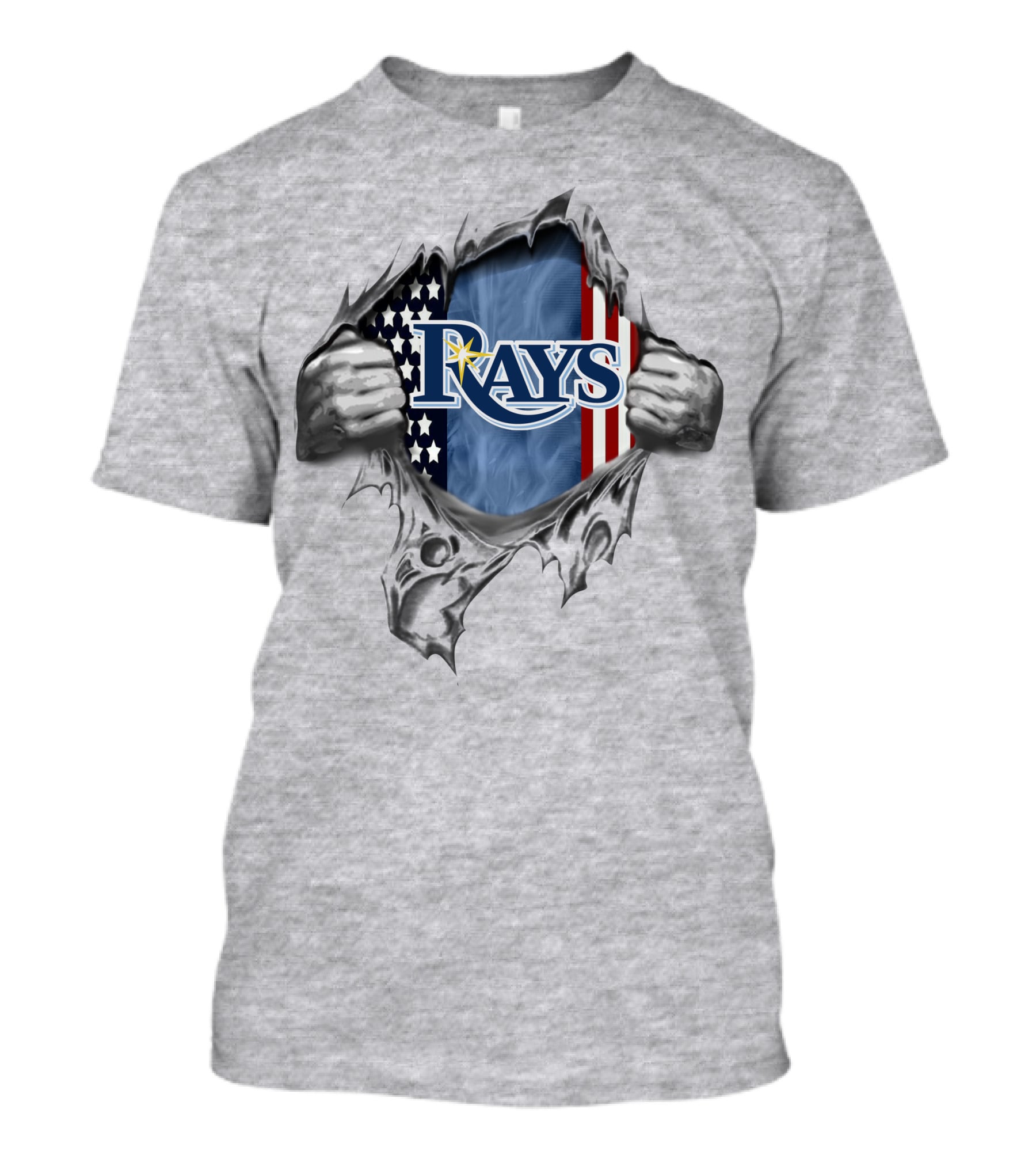 Rays American Flag Torn Metal T-Shirt