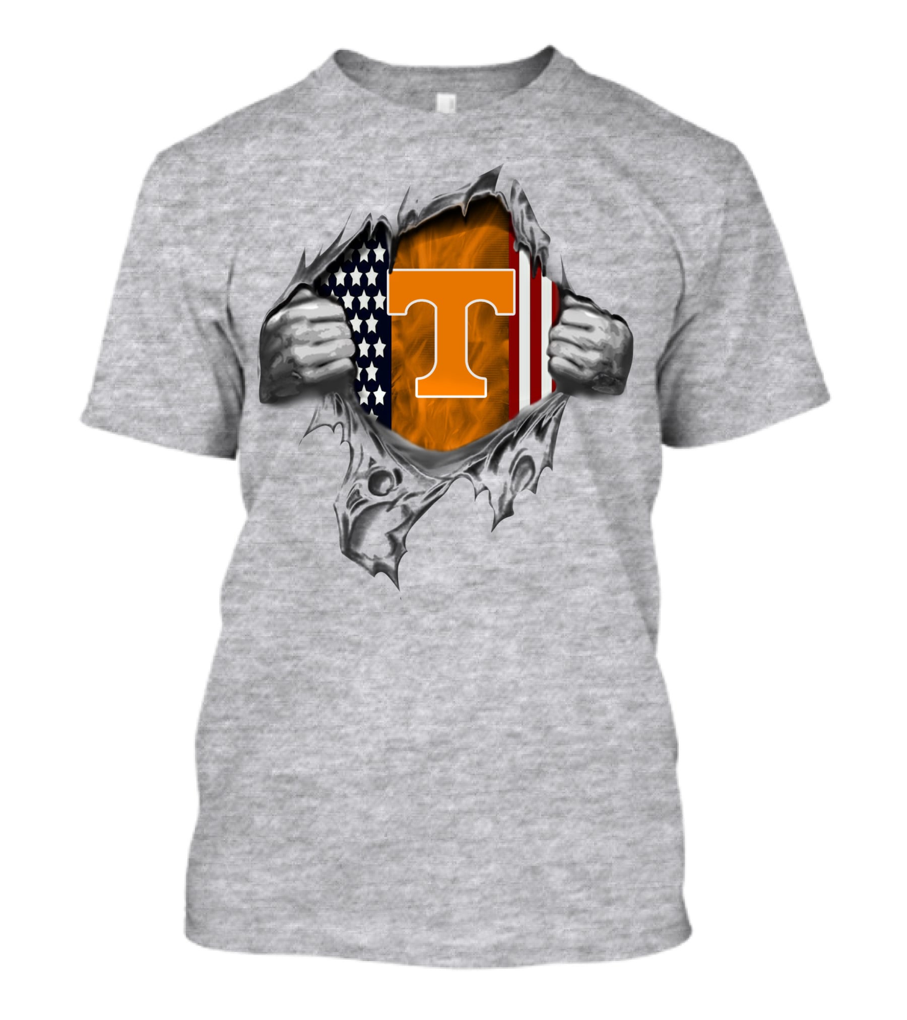 Tennessee Volunteers American Flag Torn Open Design T T-Shirt