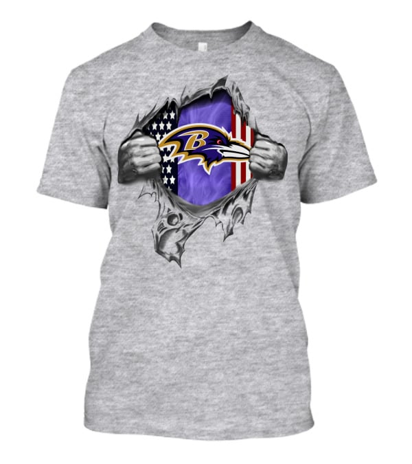 Baltimore Ravens American Flag Rip T-Shirt