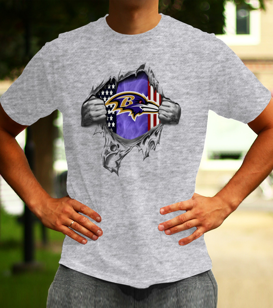Baltimore Ravens American Flag Rip T-Shirt