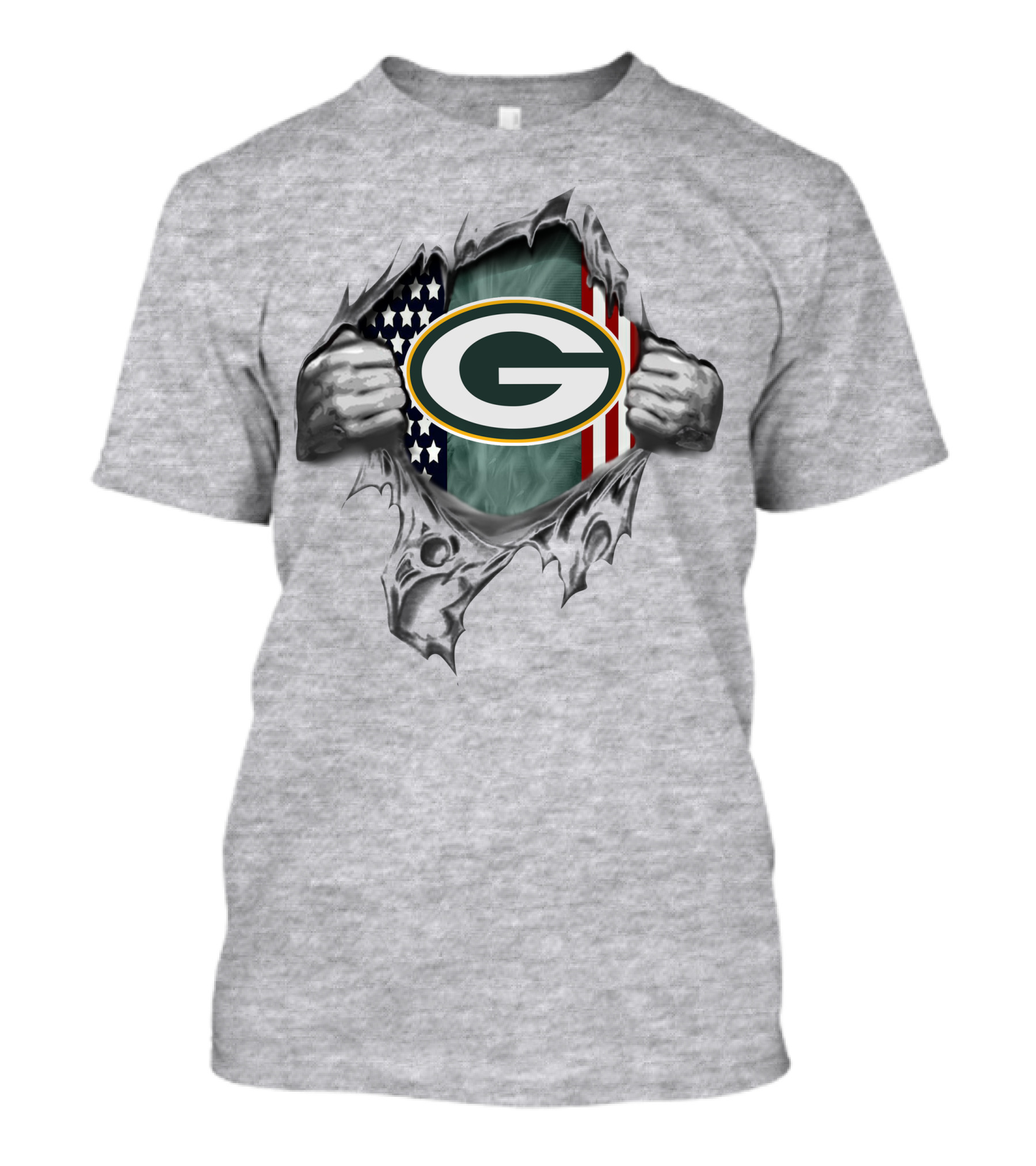 Green Bay Packers G American Flag Rip Style T-Shirt