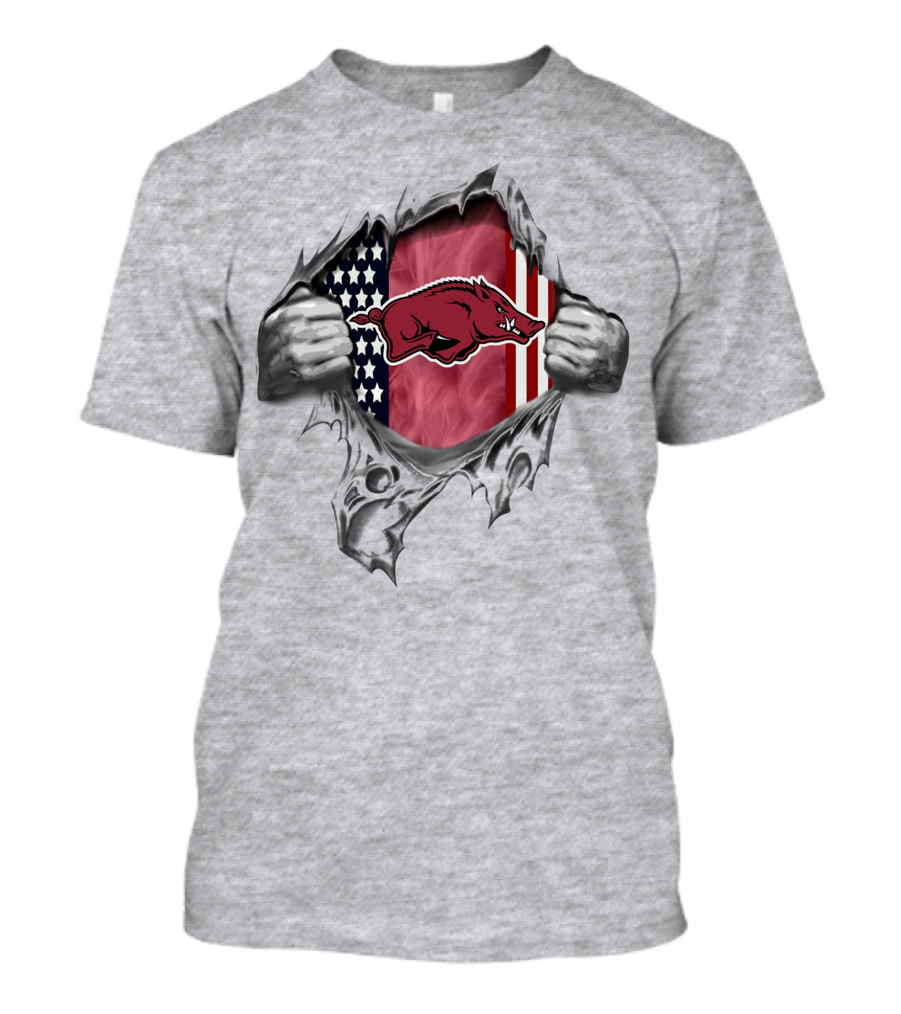 Arkansas Razorbacks American Flag Ripped T-Shirt