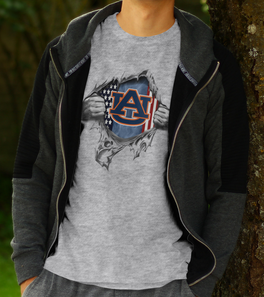 Auburn Tigers American Flag Tear T-Shirt