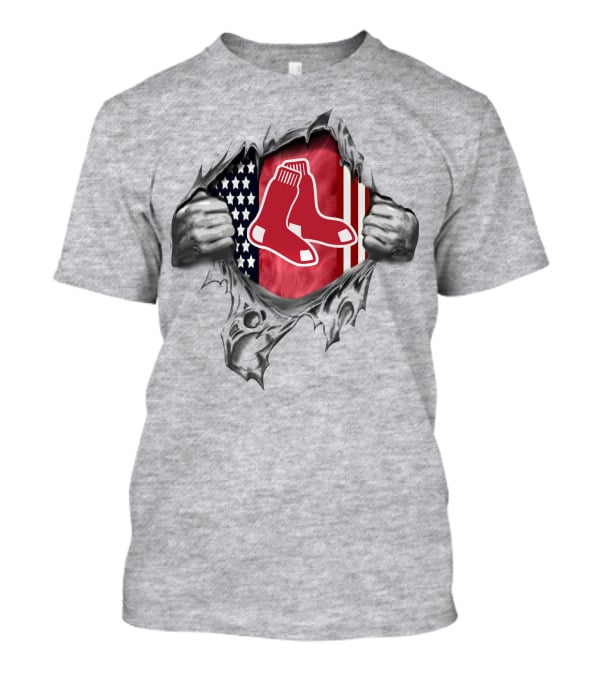 Boston Red Sox American Flag Sox Logo Rip T-Shirt