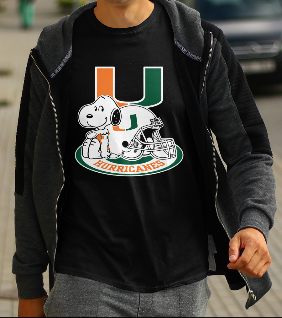 Miami Hurricanes Snoopy U Logo Helmet T-Shirt