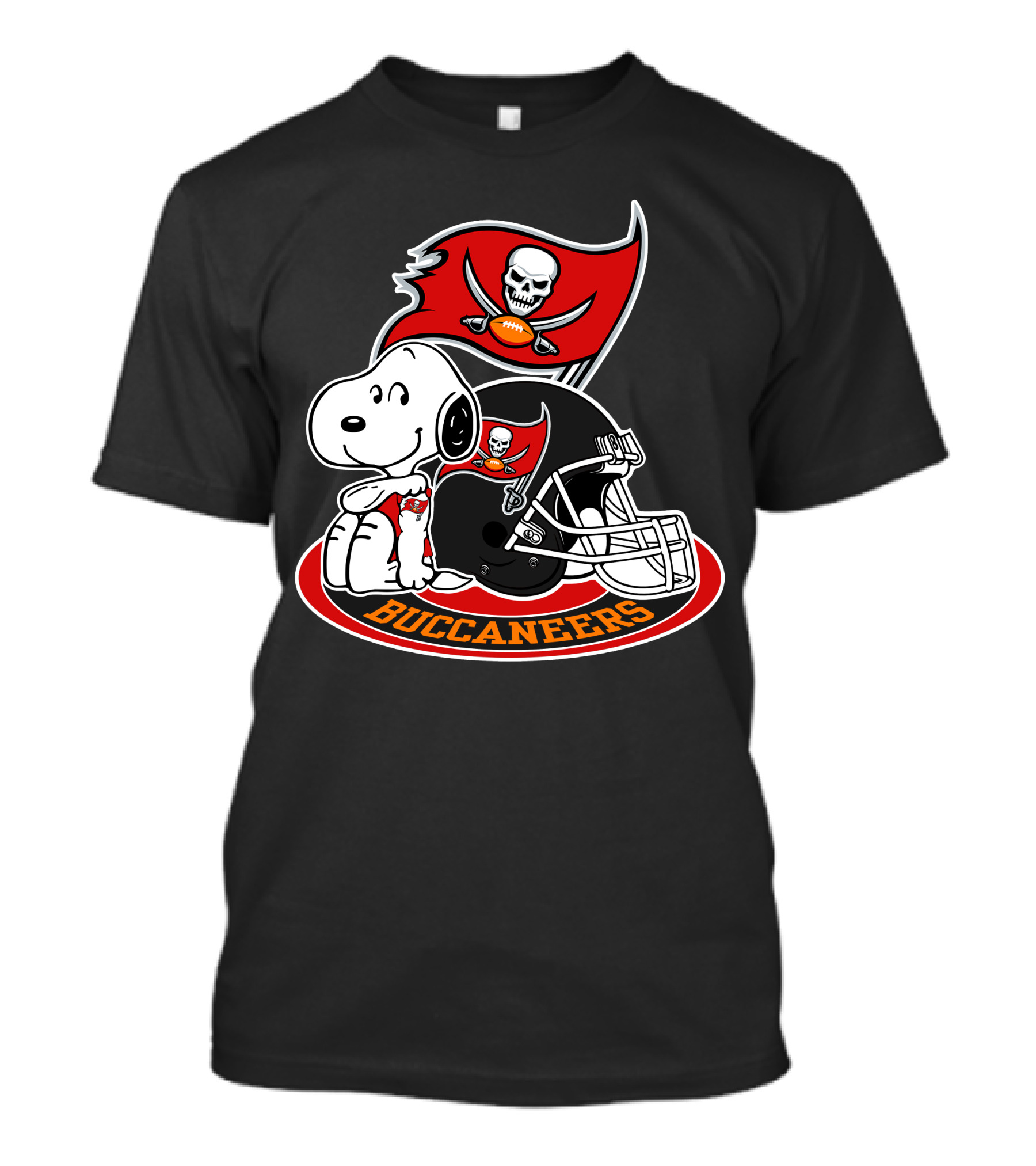 Tampa Bay Buccaneers Snoopy Helmet And Flag T-Shirt