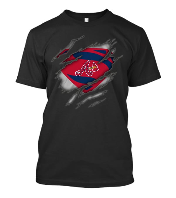 Atlanta Braves Logo With Superman Ripped Costume T-Shirt