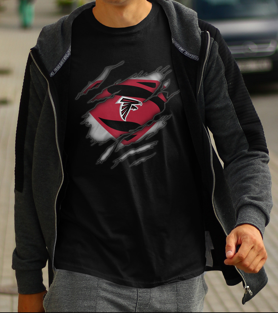 Atlanta Falcons Logo Superman Rip T-Shirt