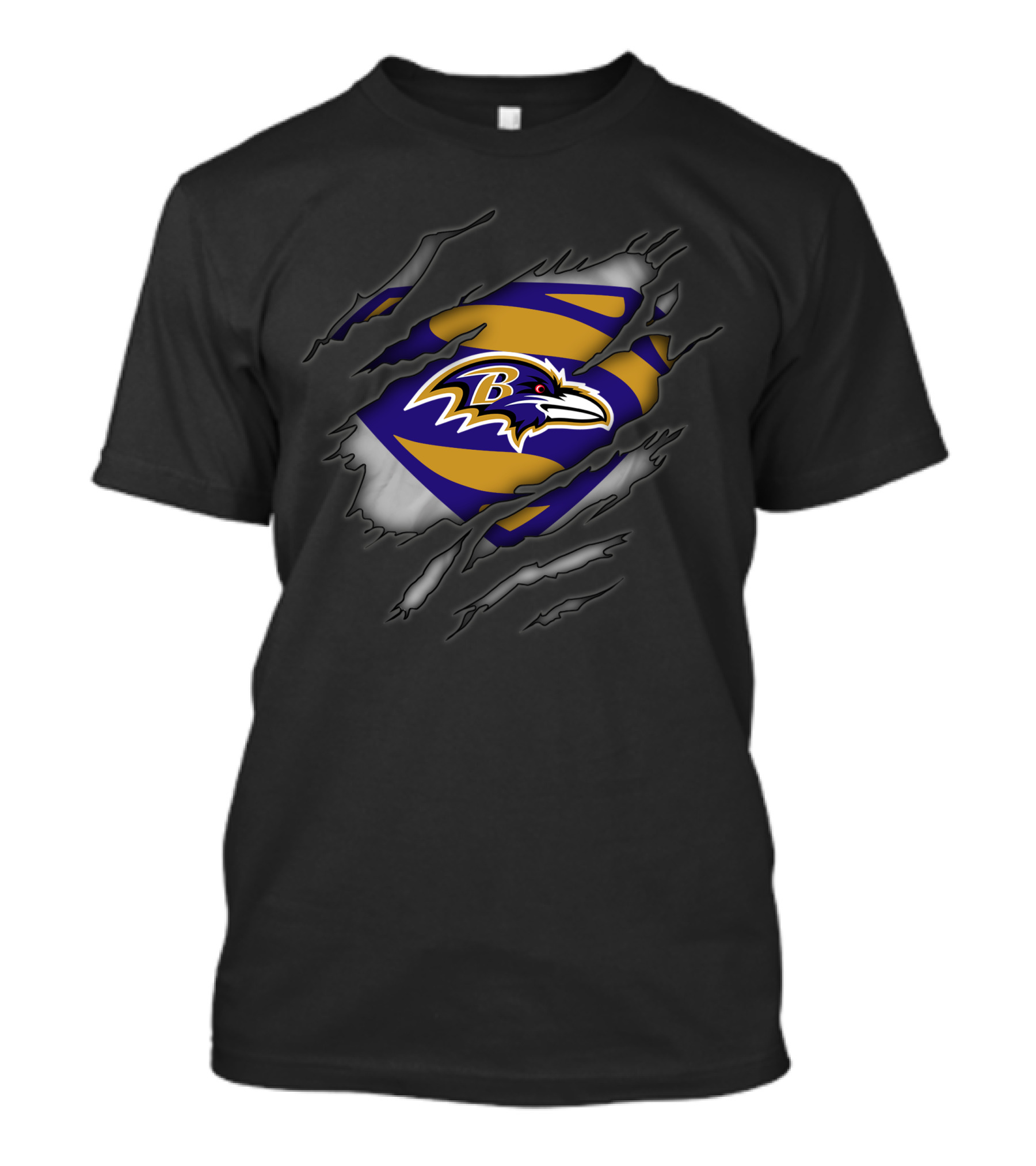 Baltimore Ravens Superman Logo Rip T-Shirt