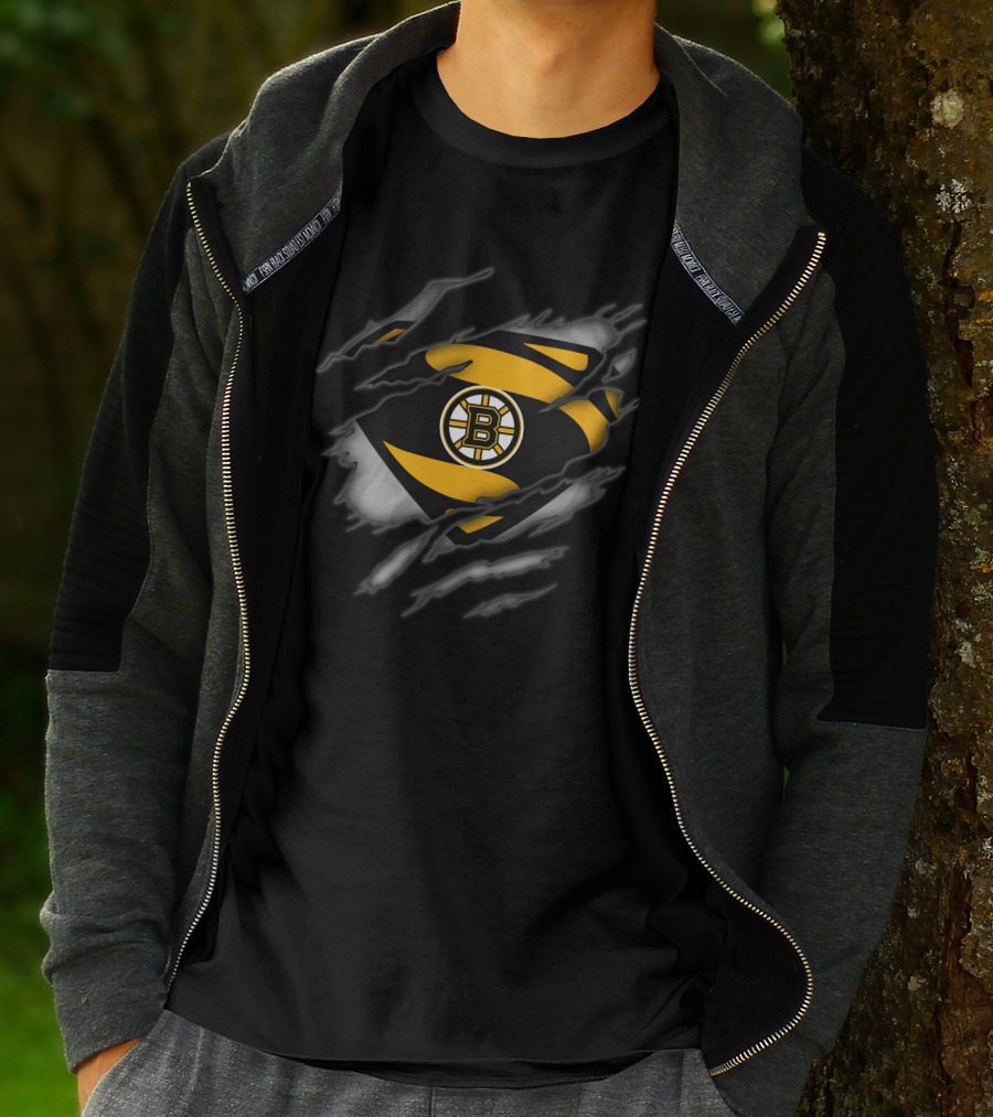 Boston Bruins Superman Logo Dynamic Tear T-Shirt