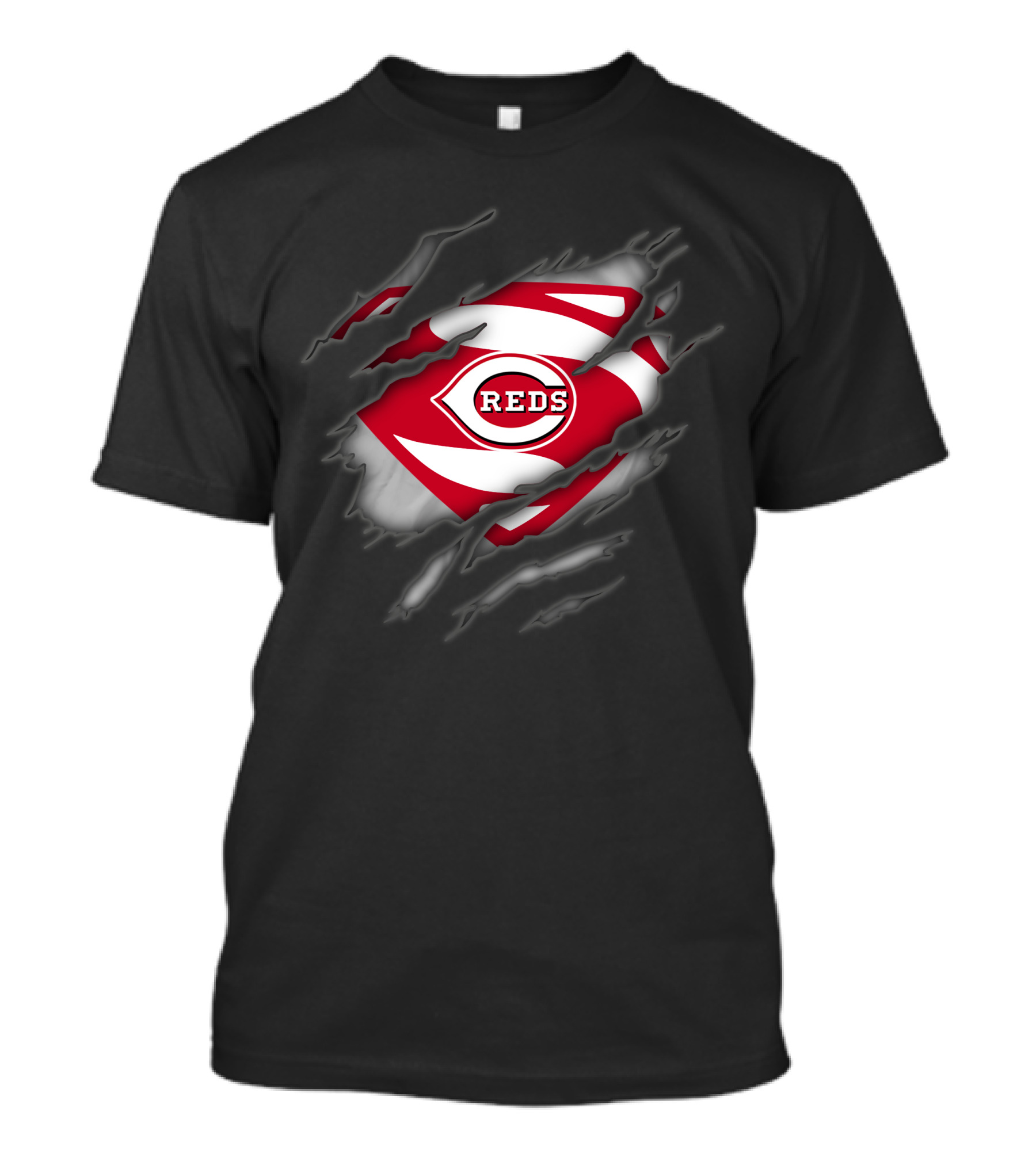 Cincinnati Reds Logo Superman Style Tear Reveal T-Shirt