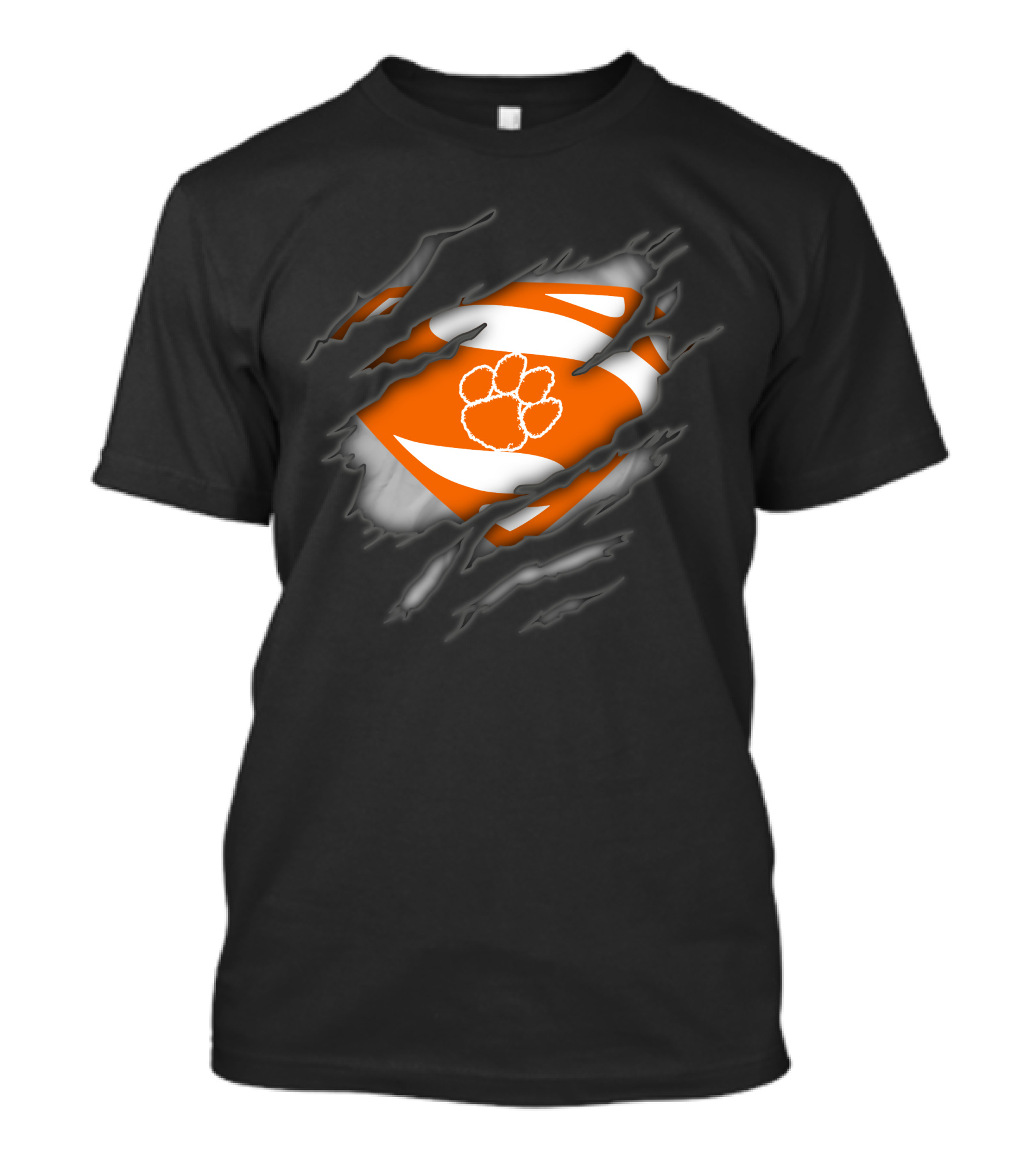 Clemson Tigers Logo Superman Ripped Chest T-Shirt