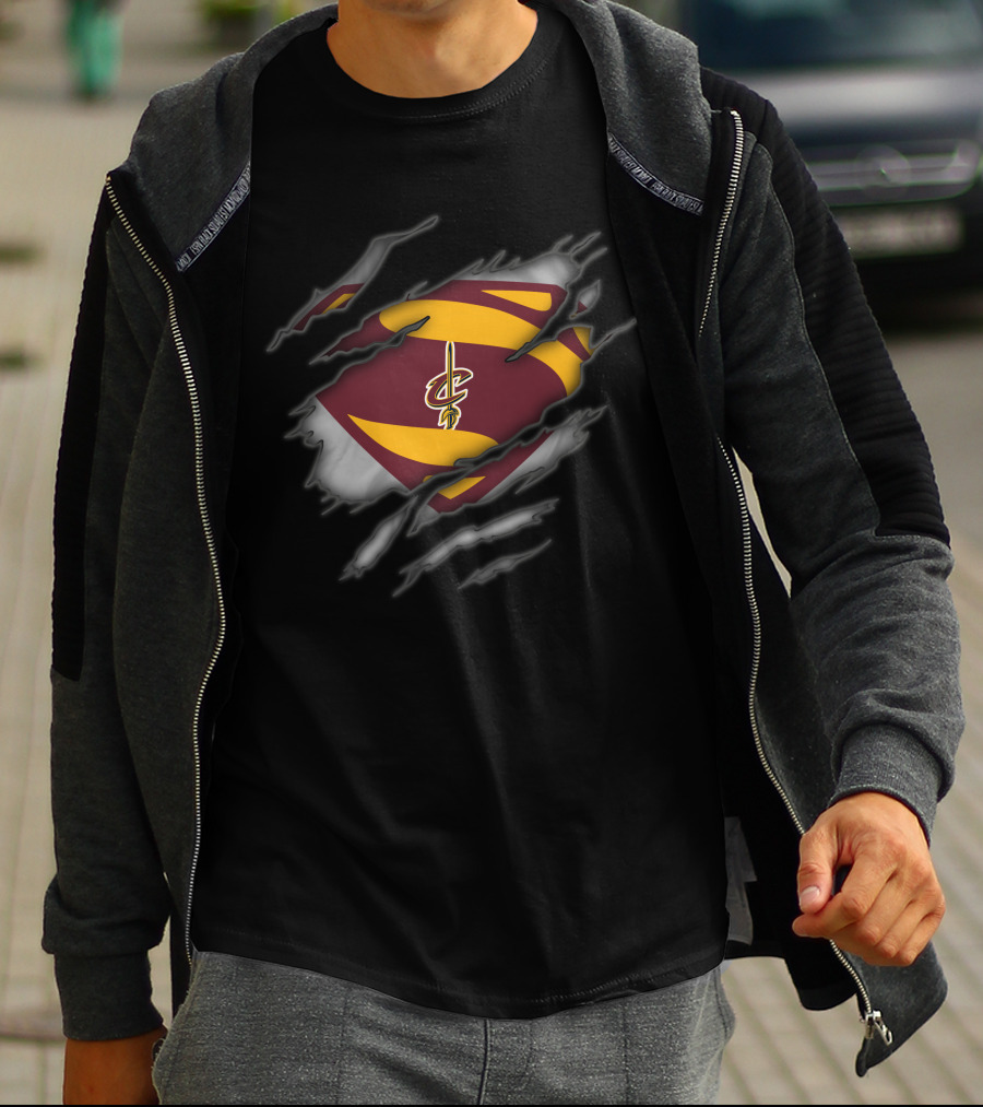 Cleveland Cavaliers Logo Superman Style Tear Revealed T-Shirt