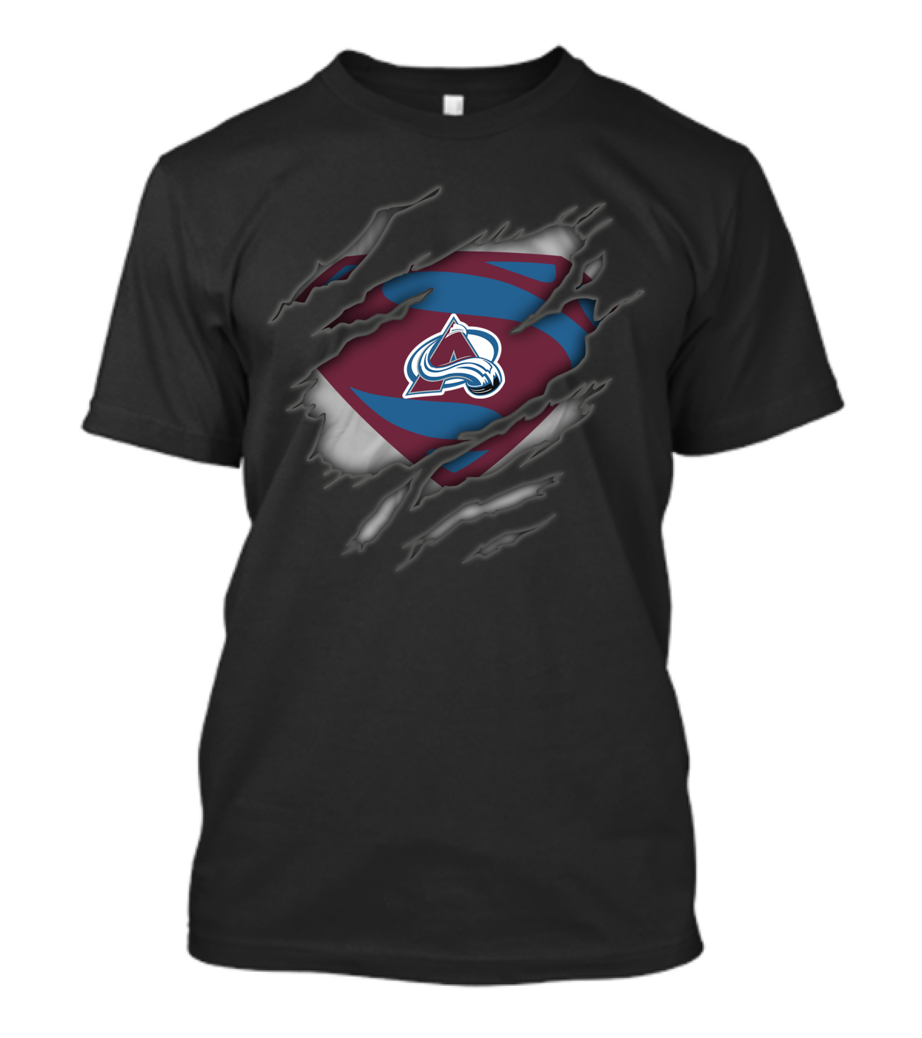 Colorado Avalanche Logo Ripped Superman Style T-Shirt