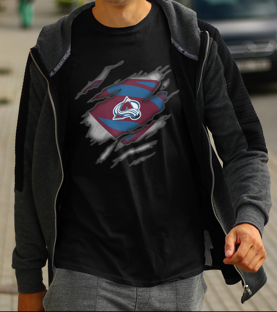 Colorado Avalanche Logo Ripped Superman Style T-Shirt