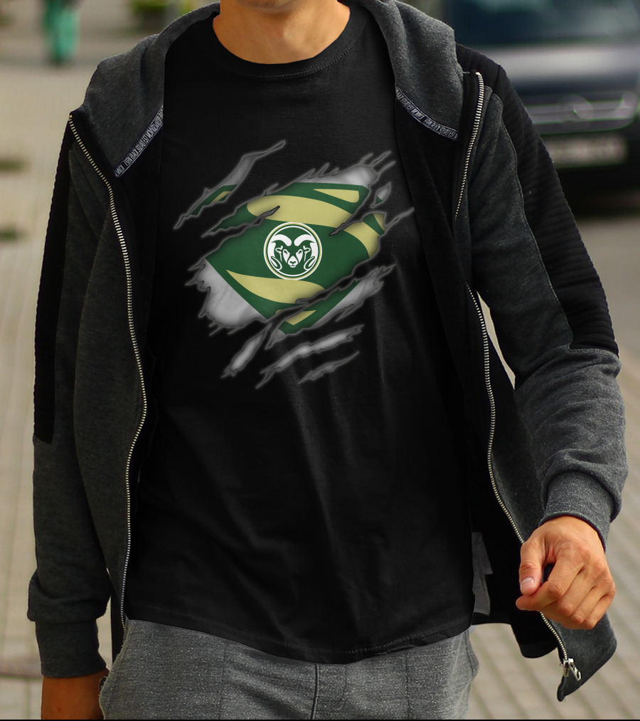 Colorado State Rams Logo Rip Style Superman T-Shirt