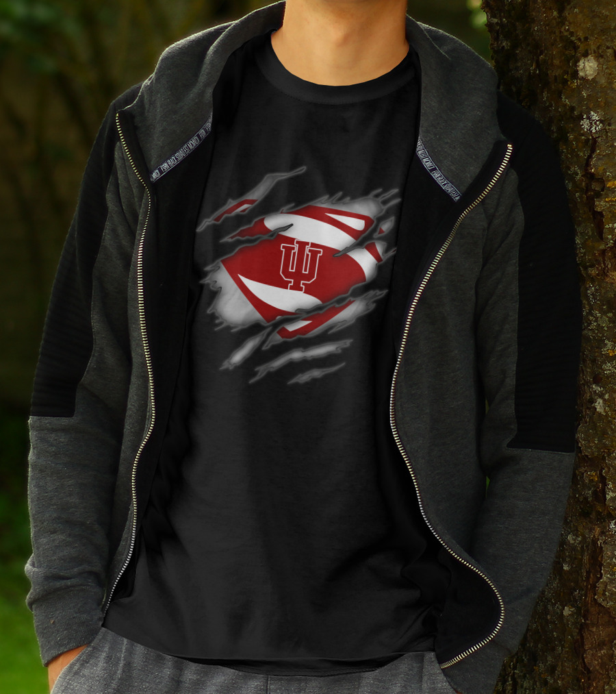 Indiana Hoosiers Superman Logo Iconic Symbol Rip T-Shirt