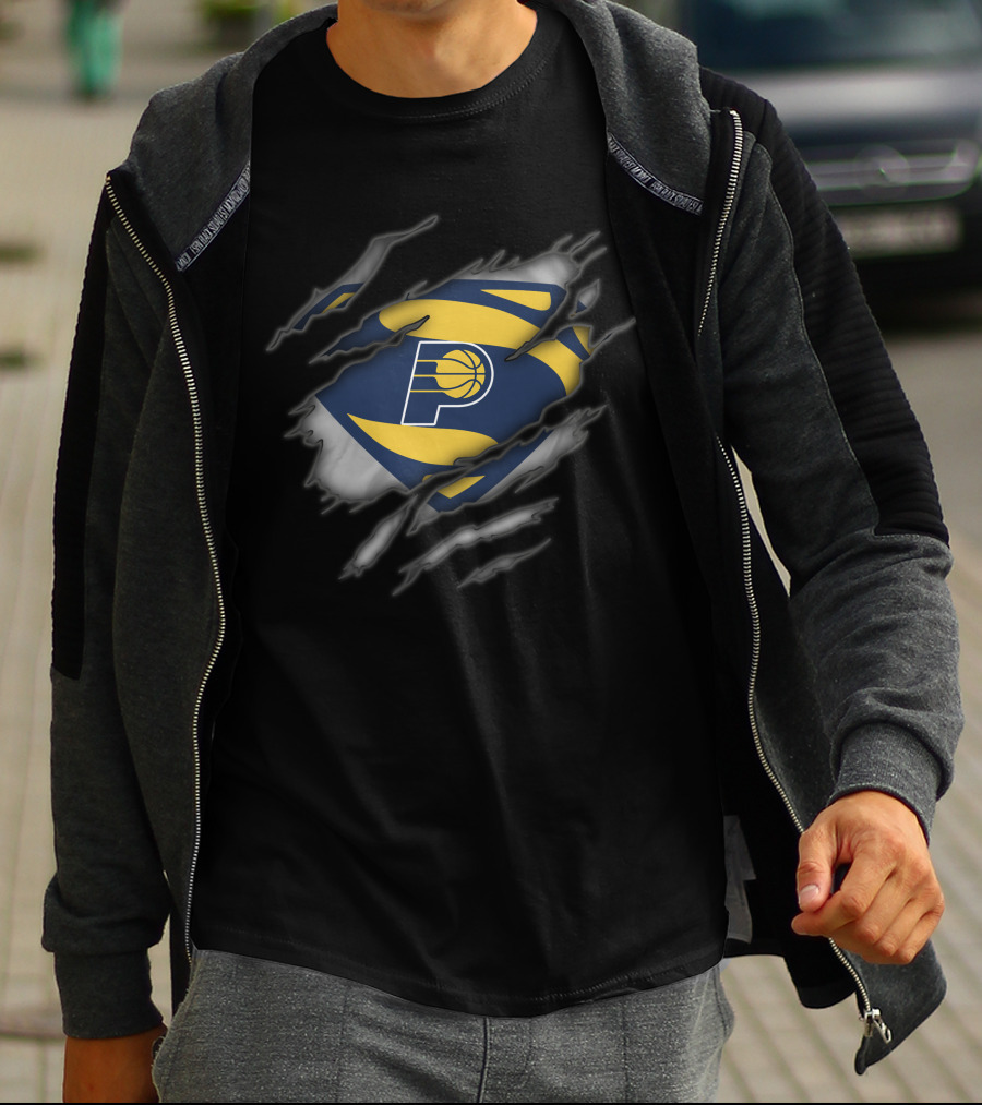Indiana Pacers Basketball Emblem Revealed Through Superman-Inspired Tear T-Shirt
