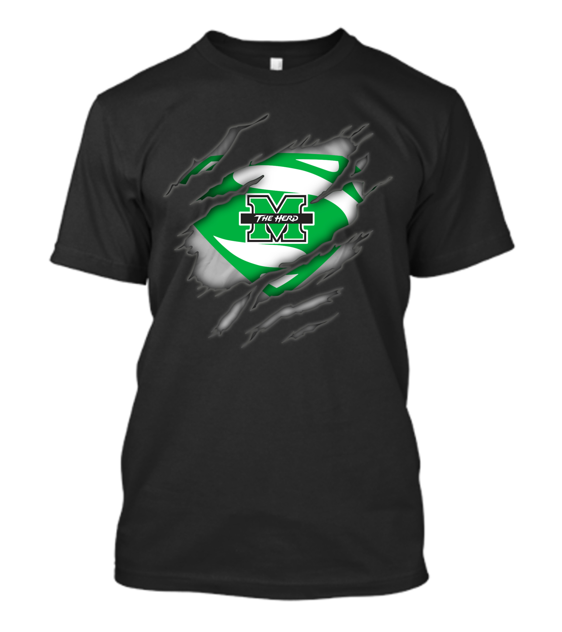Marshall Thundering Herd M Logo Inside Superman-Style Rip T-Shirt