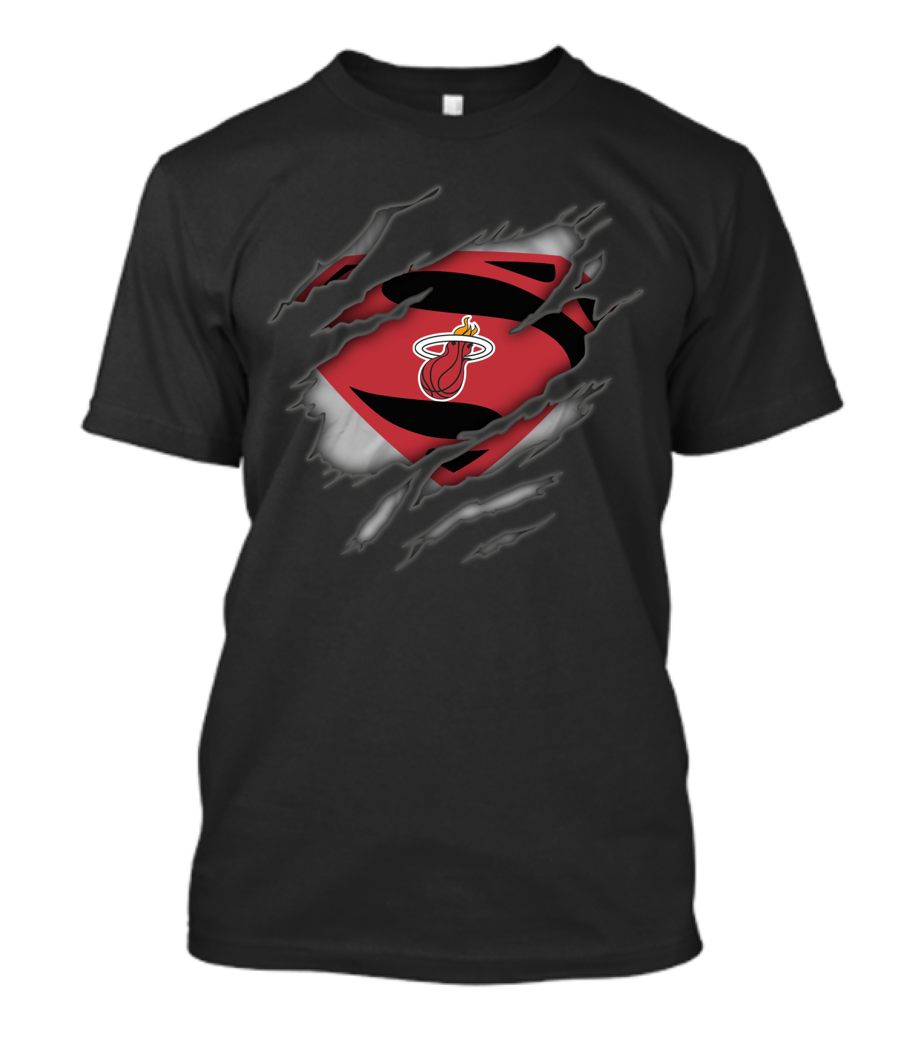 Miami Heat Basketball Logo Superman Rip T-Shirt