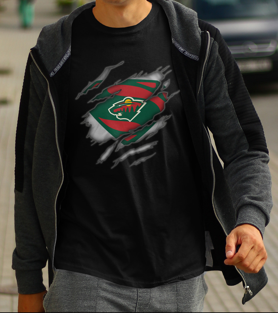 Minnesota Wild Claw Tear Superhero T-Shirt
