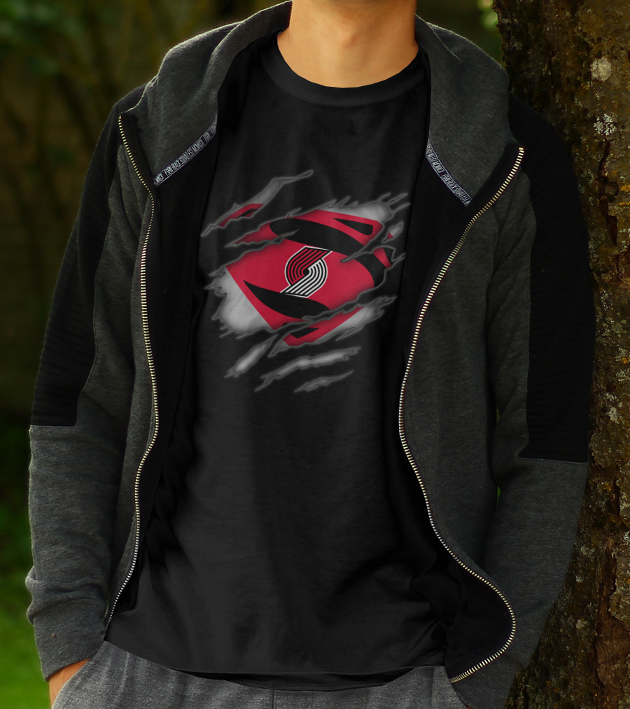 Portland Trail Blazers Ripped Superman T-Shirt