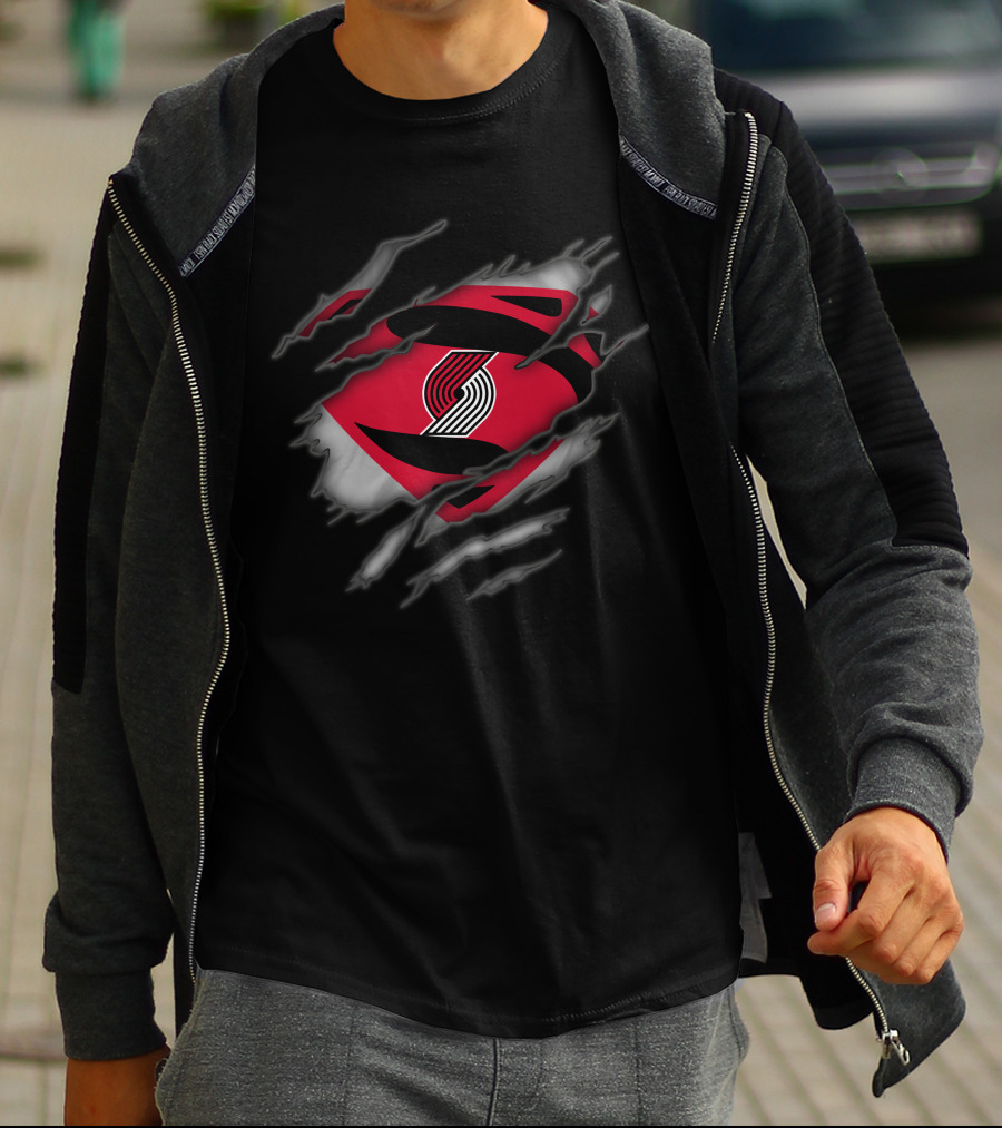 Portland Trail Blazers Ripped Superman T-Shirt