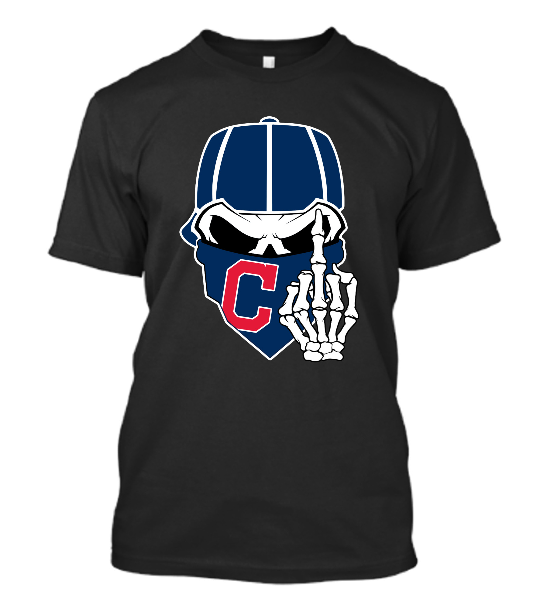 Retro Cleveland Indians Skull With Skeleton Hand And C T-Shirt