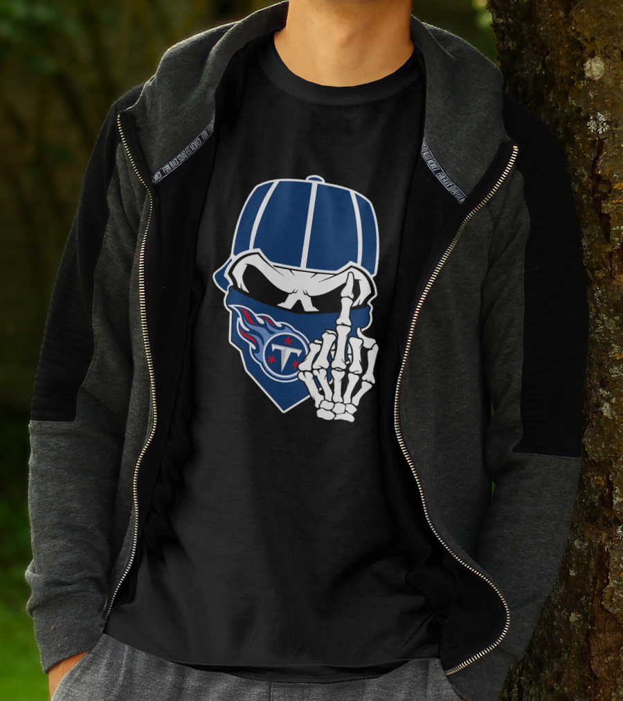 Tennessee Titans Skull Skeleton Hand Gesture T-Shirt