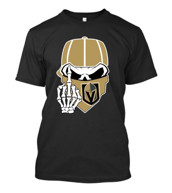 Vegas Golden Knights Skull Skeleton Middle Finger T-Shirt
