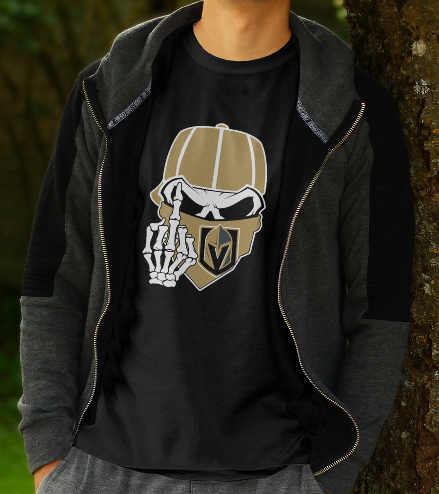 Vegas Golden Knights Skull Skeleton Middle Finger T-Shirt