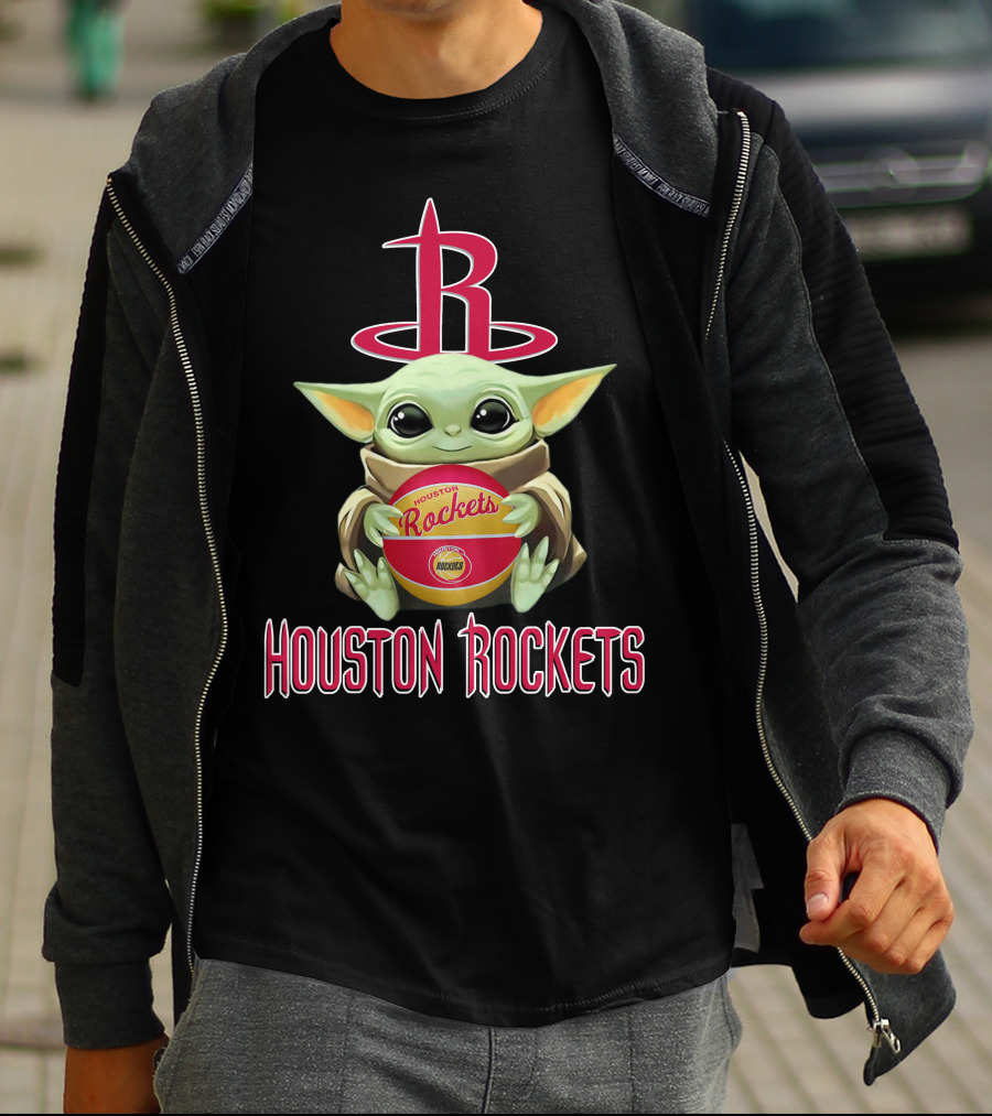 Houston Rockets Baby Yoda Basketball Nba Star Wars Crossover T-Shirt