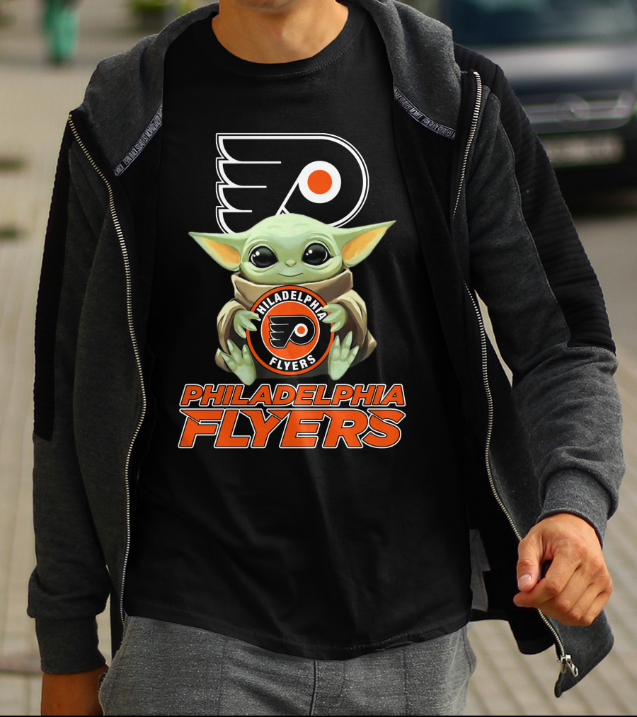 Philadelphia Flyers Baby Yoda Holding Team T-Shirt