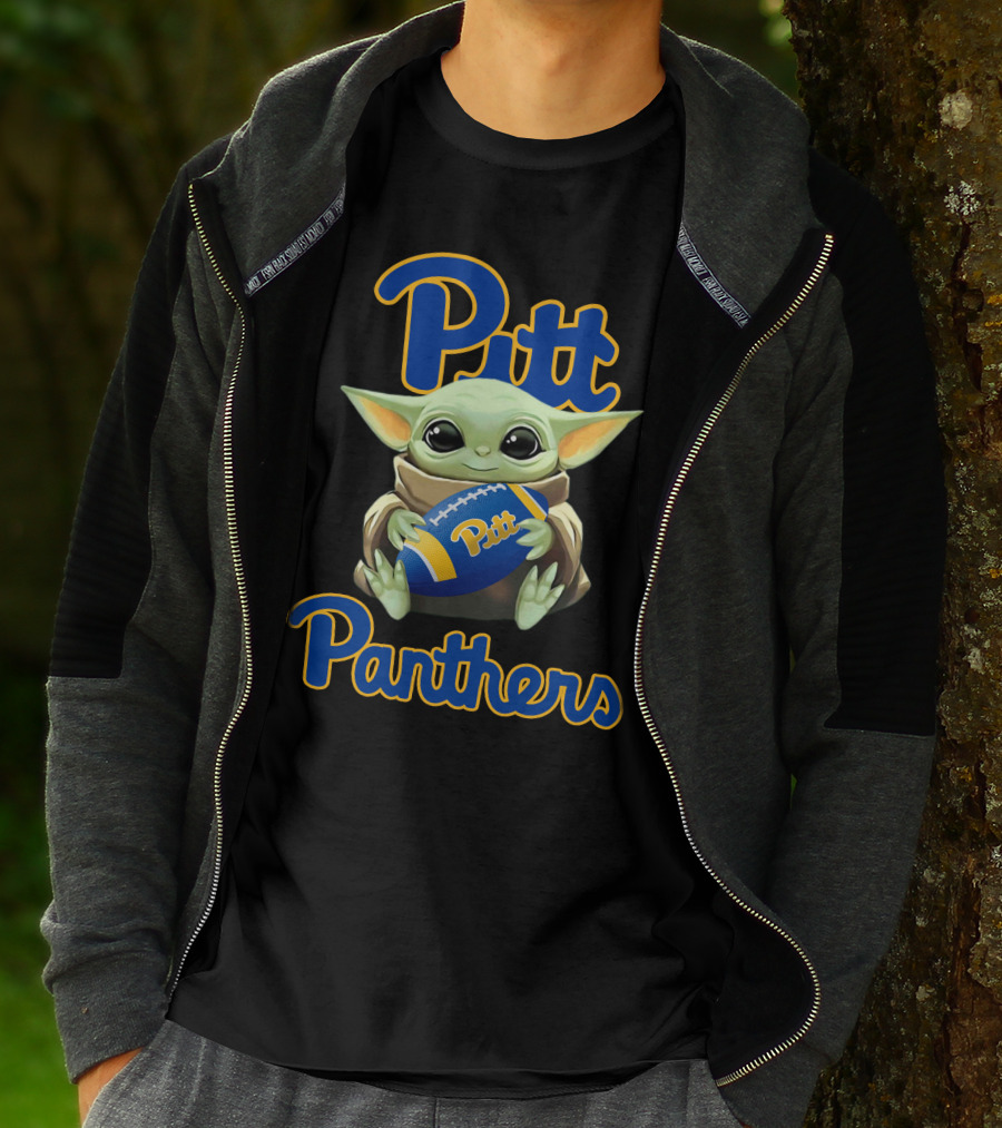 Pitt Panthers Baby Yoda Holding Football T-Shirt