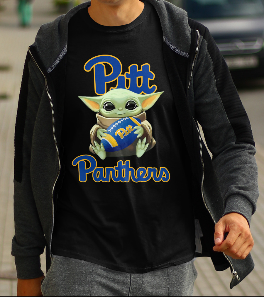 Pitt Panthers Baby Yoda Holding Football T-Shirt