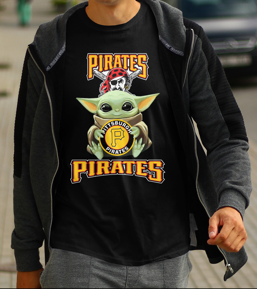 Pittsburgh Pirates Baby Yoda Holding Baseball T-Shirt