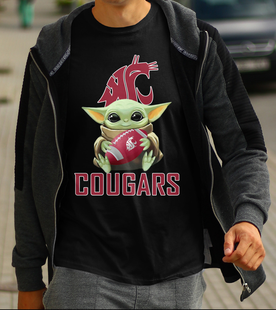 Washington State Cougars Baby Yoda Football T-Shirt