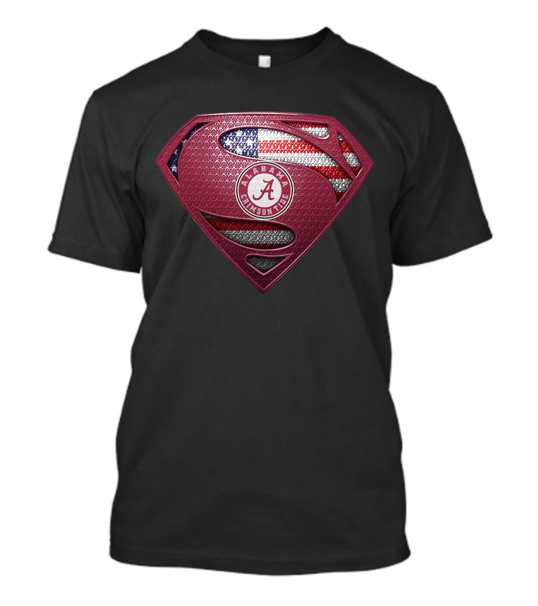 Alabama Crimson Tide Superman Logo American Flag T-Shirt