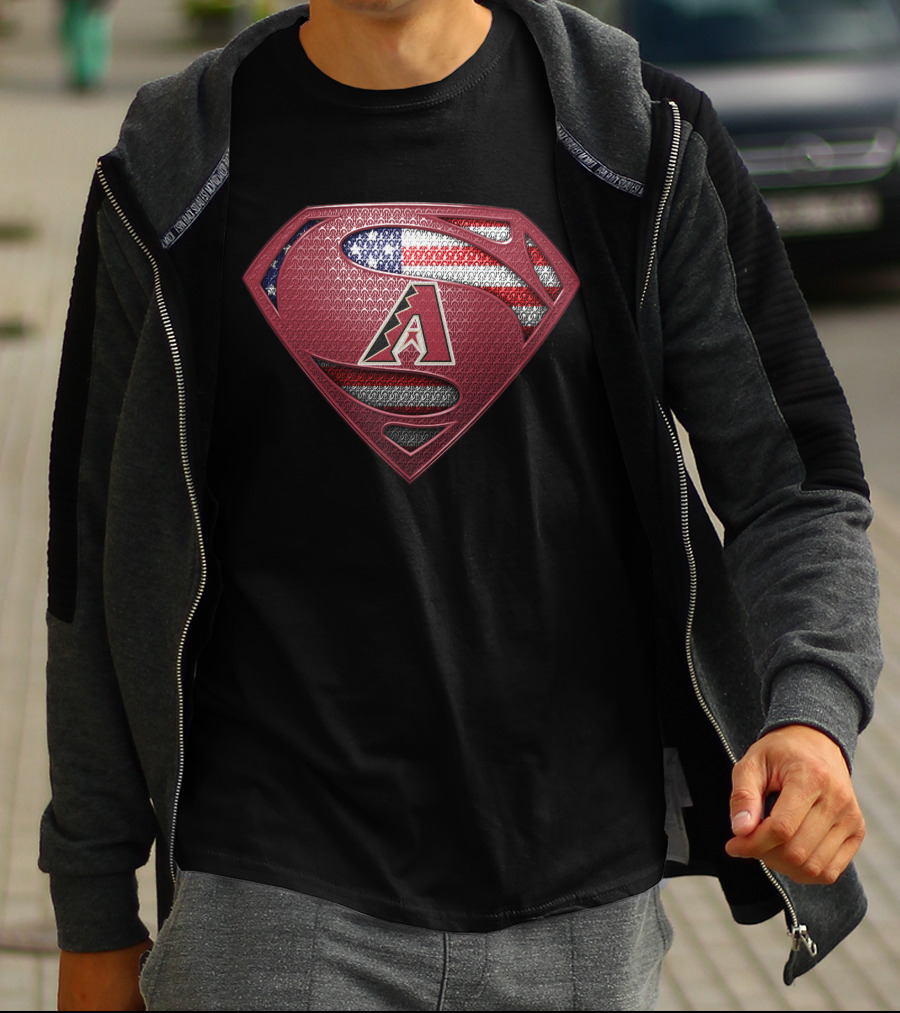 Arizona Diamondbacks Superman Logo With American Flag T-Shirt