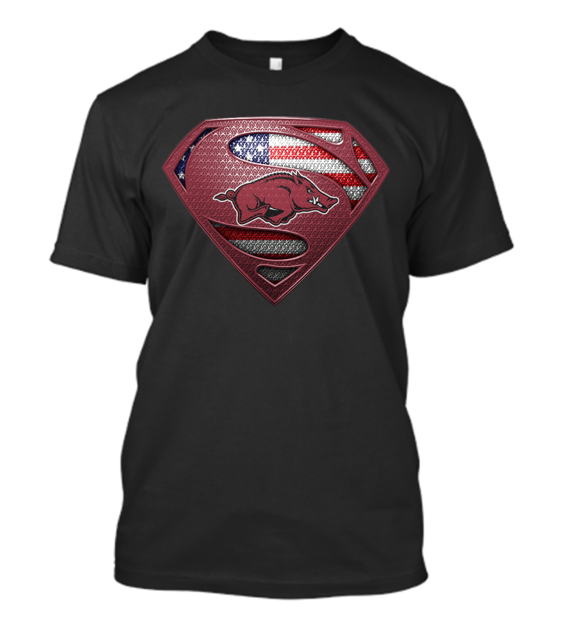 Arkansas Razorbacks Superman American Flag T-Shirt