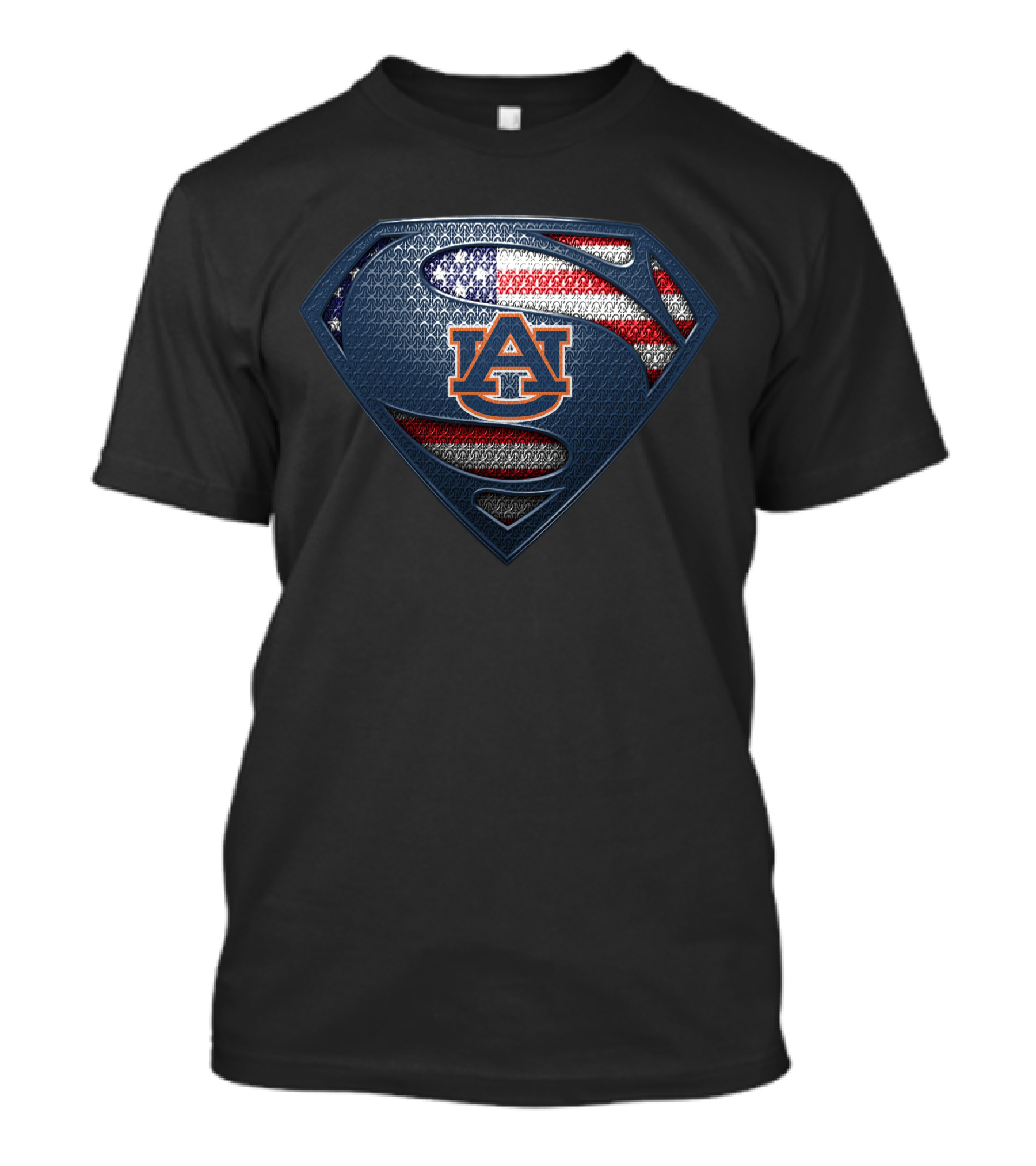 Auburn Tigers Superman Logo With American Flag T-Shirt