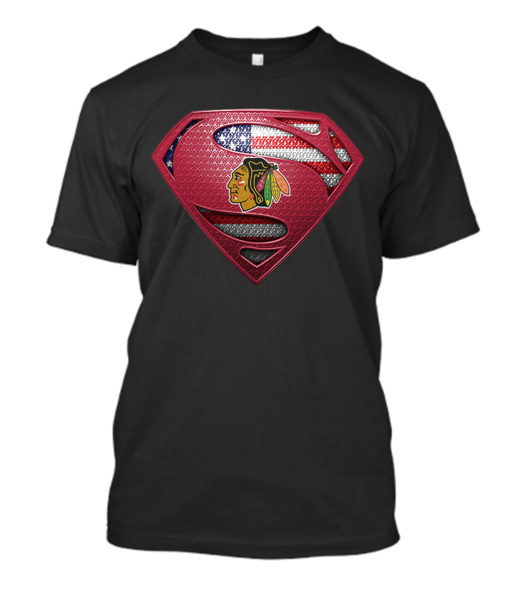 Chicago Blackhawks Superman American Flag T-Shirt