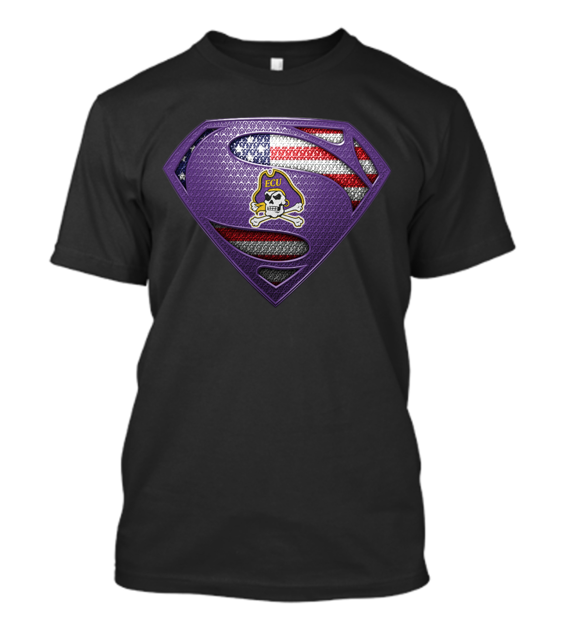 Ecu Pirates Superman Shield American Flag T-Shirt