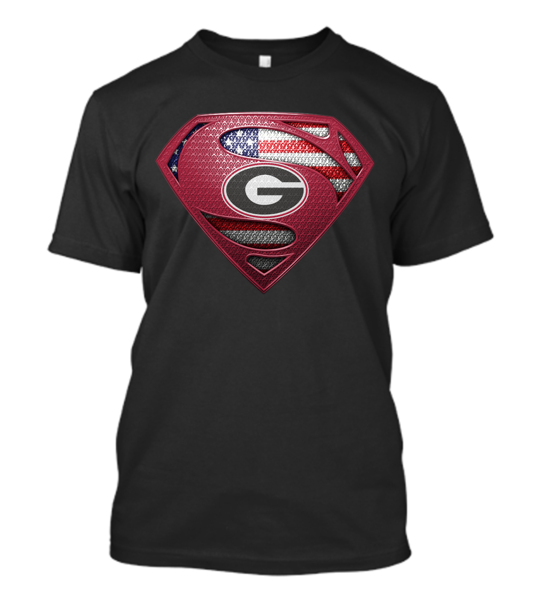 Georgia Bulldogs Superman Logo American Flag T-Shirt