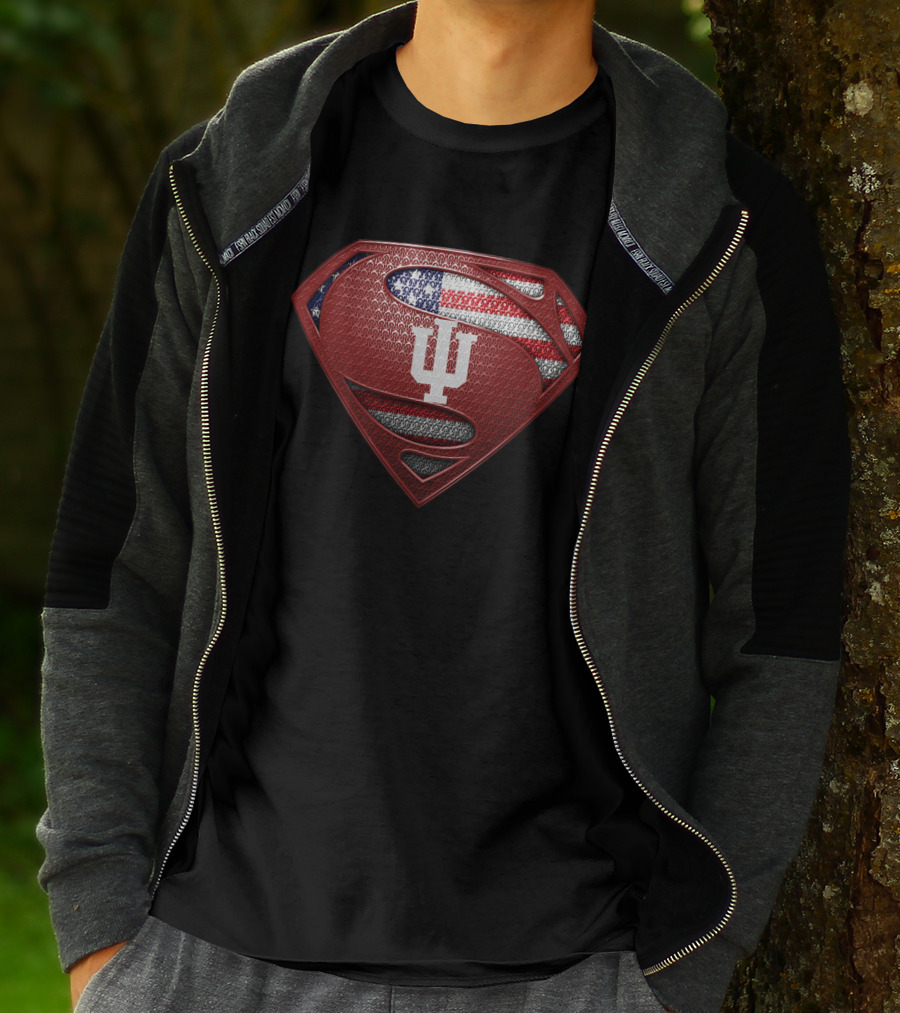 Indiana Hoosiers Superman Shield Usa Flag T-Shirt